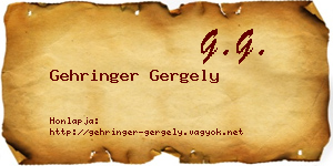 Gehringer Gergely névjegykártya